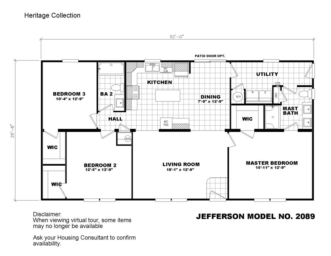 The 2089 52X28 3+2 HERITAGE Floor Plan